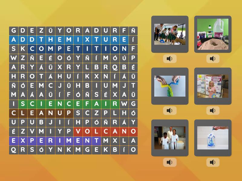 Open Up 5 U1. At the science fair - Sopa de letras