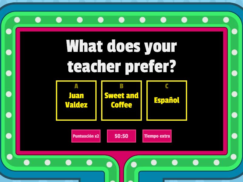 Guess about teacher David - Gameshow quiz