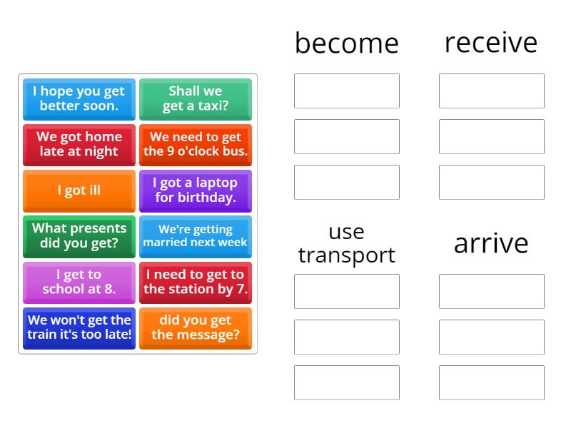 Meanings of 'get' pre-inter - Group sort