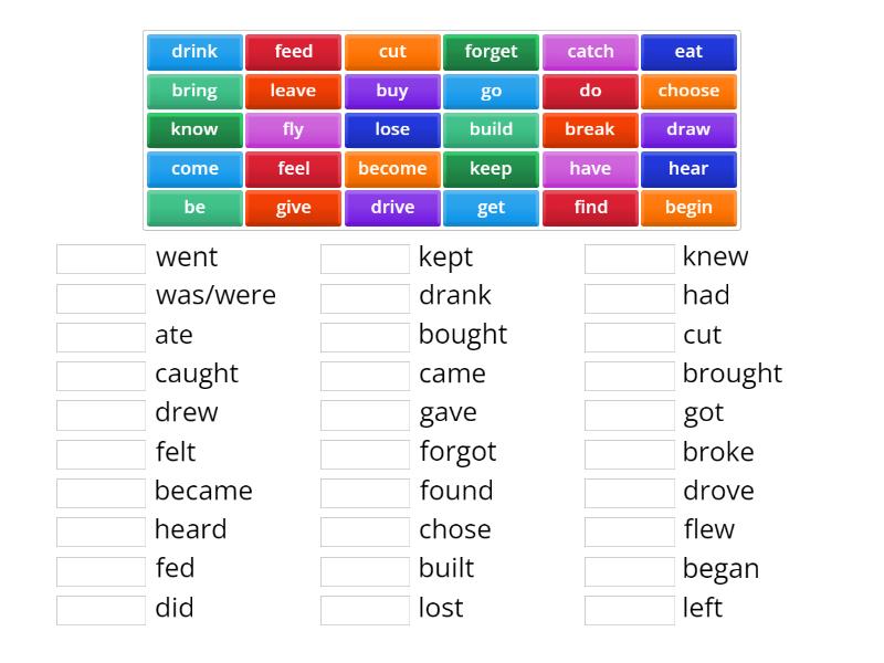 Irregular Verbs Part 1 - Match up