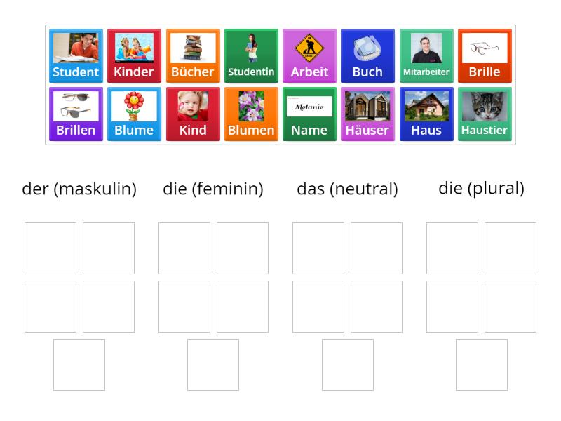 Lektion 1 _ Der Die Das - Group sort