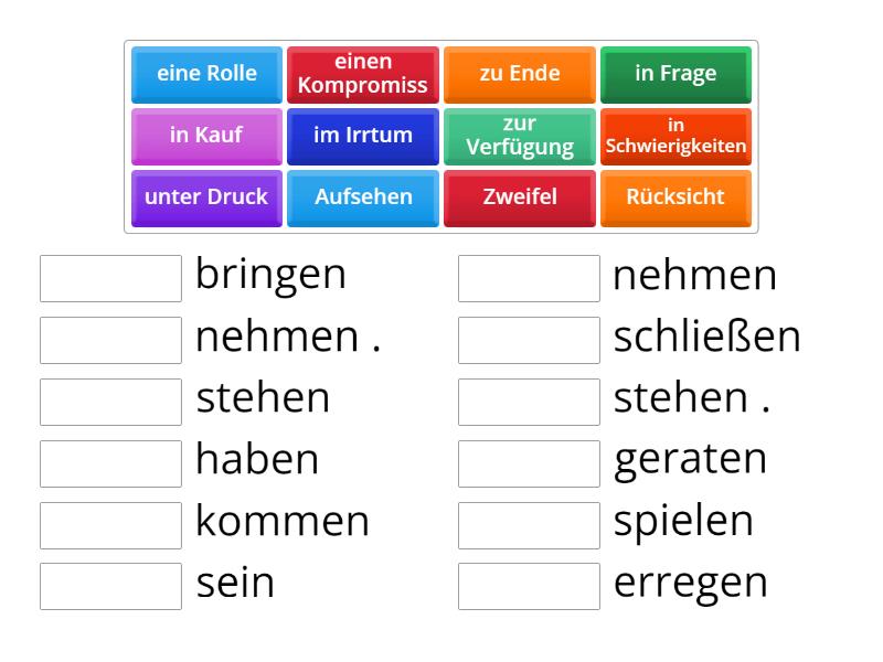 Nomen Verb Verbindungen - Match up