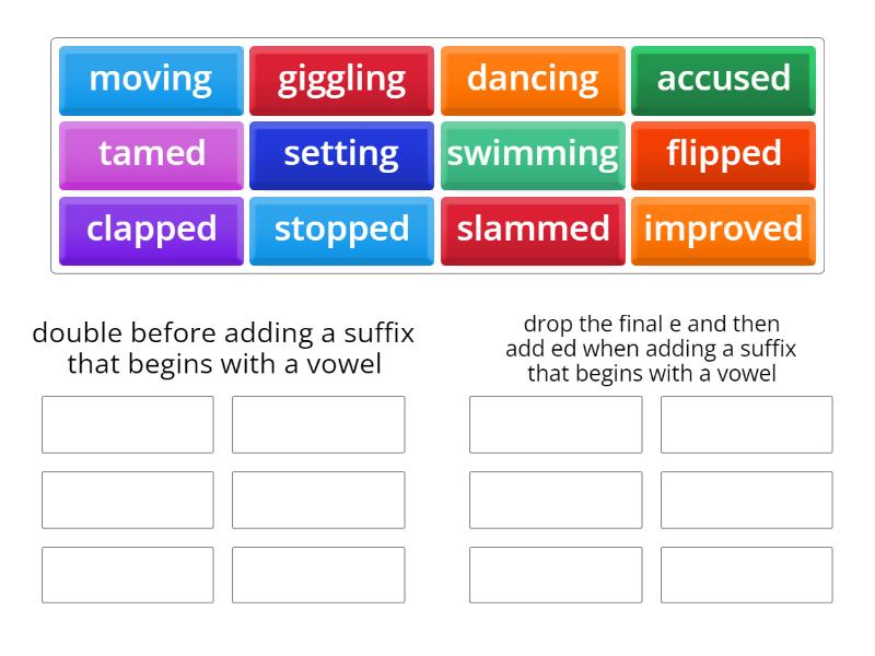 Adding Suffixes Ed And Ing Group Sort