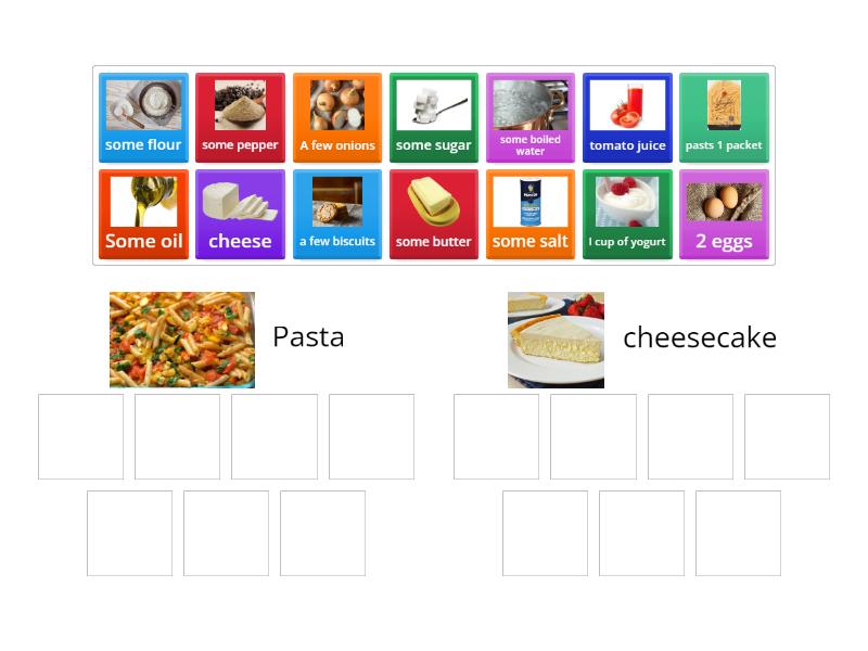 Let's make pasta and cheesecacke! food. Asma teacher! - Group sort