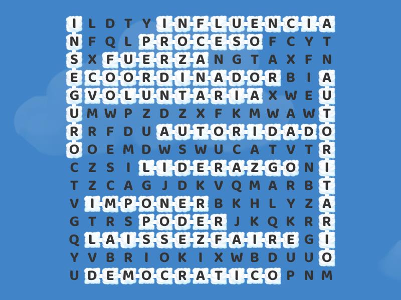 Poder,autoridad y liderazgo - Sopa de letras