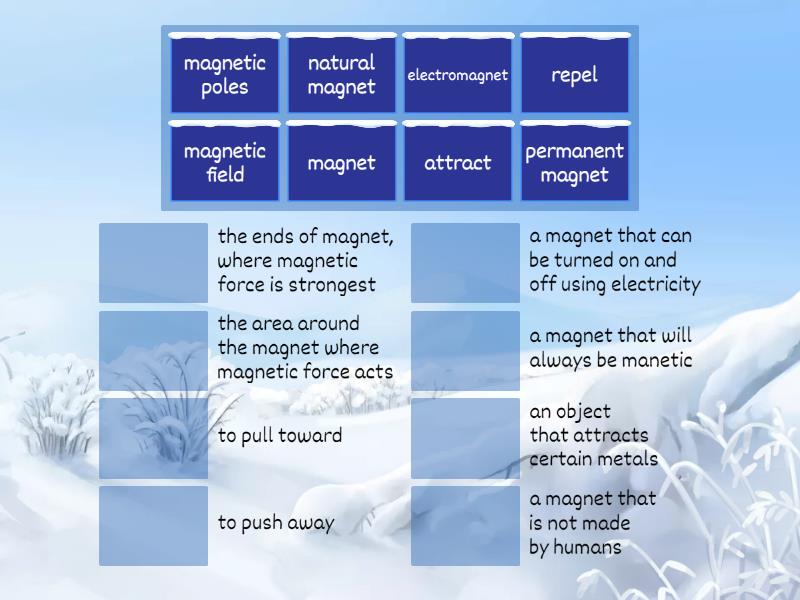 Grade 3 Science Vocabulary Magnetic Force - Match up