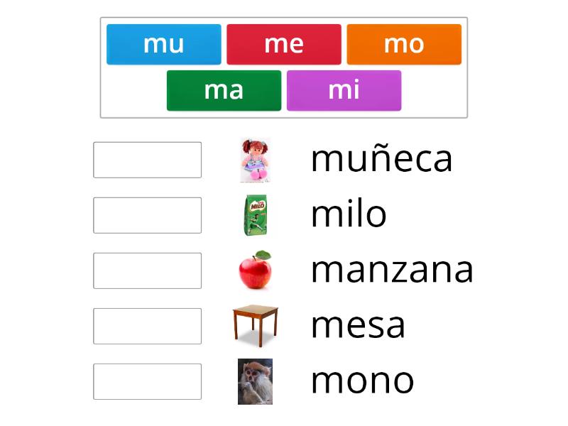 Las vocales y la letra m - Match up