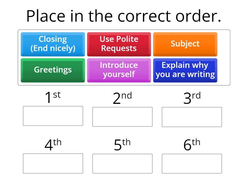 Writing an Email Order - Rank order