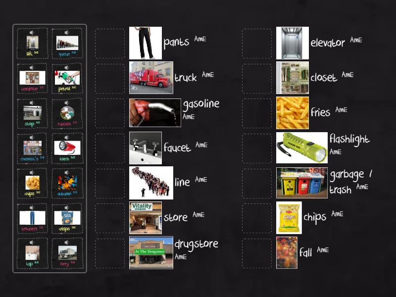 British English vs American English Match up