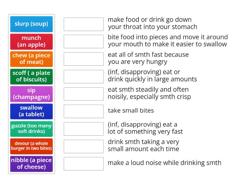 EATING & DRINKING Verbs Match up