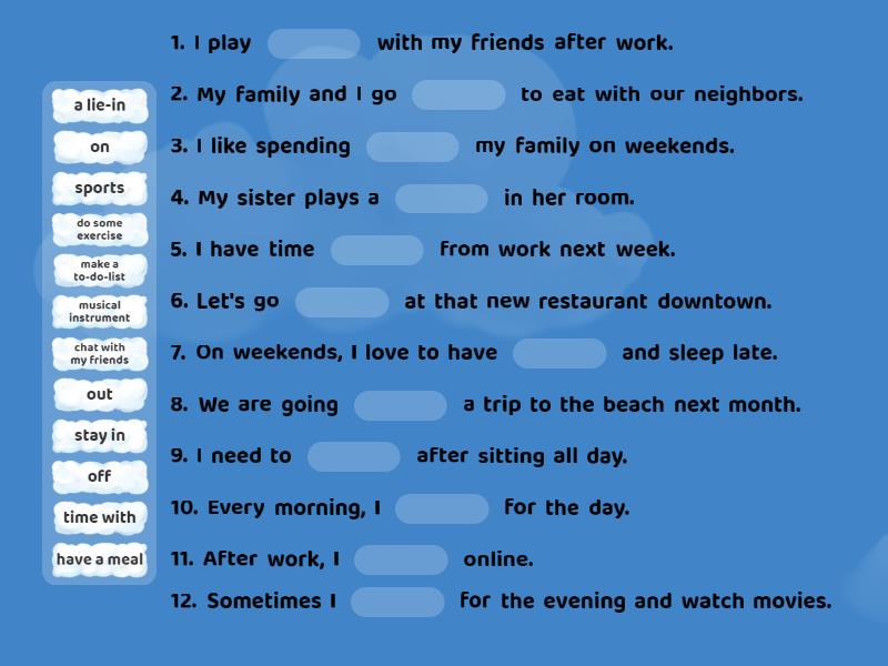 Revision Pre Daily life - Complete the sentence