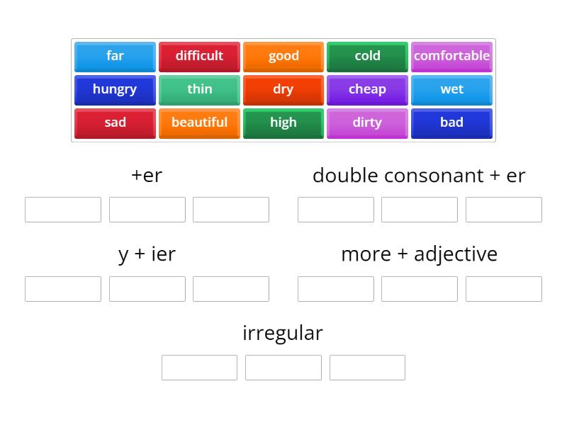 Comparative adjectives: Rules - Group sort