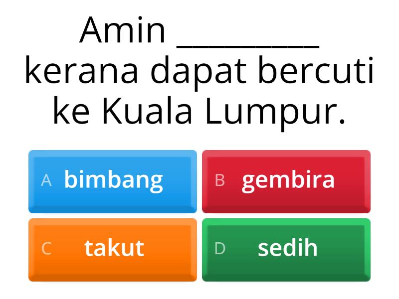 Kata Adjektif Perasaan - Quiz