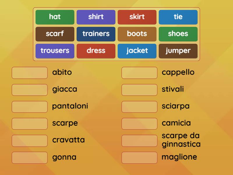 Vocabulary: Clothes - Match up