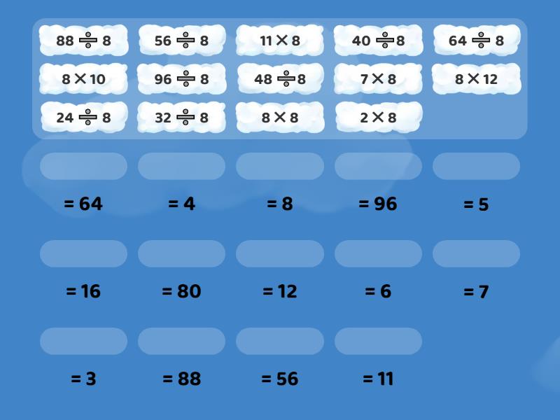 Multiplication And Division By 8 Match Up