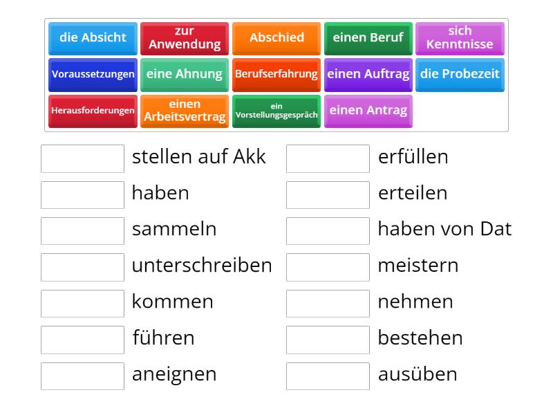 B2 Nomen-Verb Verbindungen - Match Up