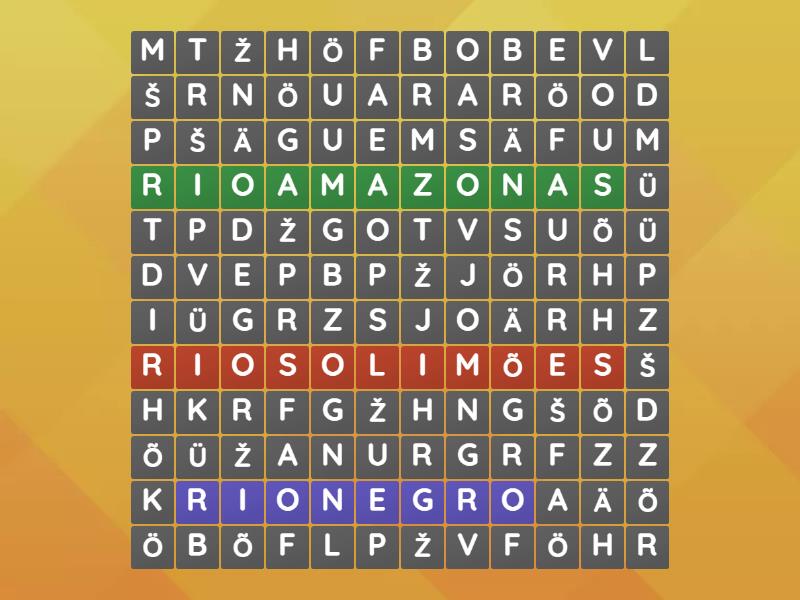 tipos de rios na amazonia - Wordsearch