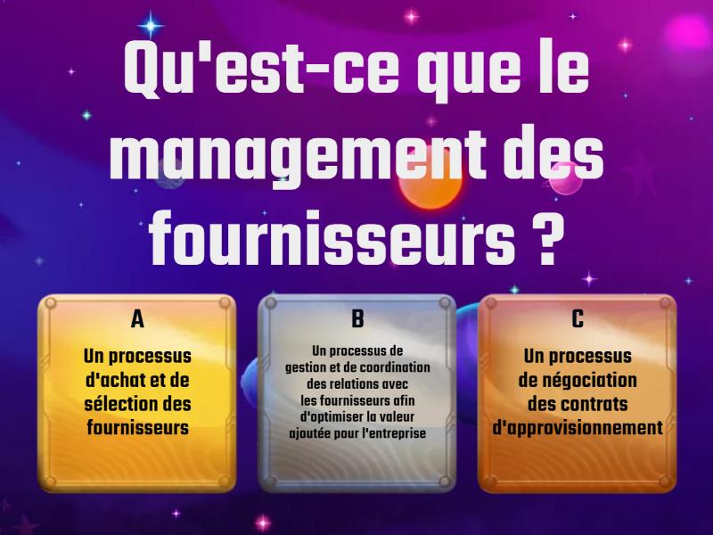 Sur Le Management Des Fournisseurs - Quiz