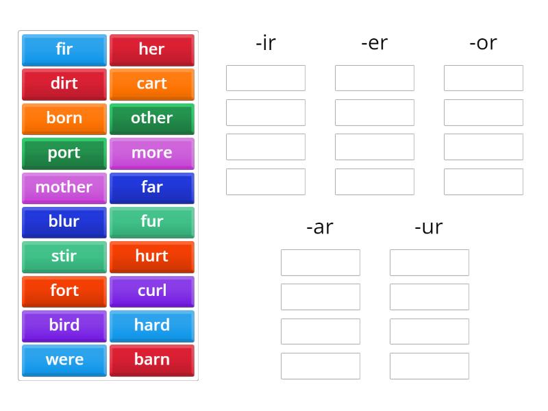 R-Controlled Vowel Sort - Group sort