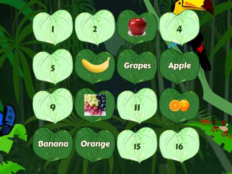 Fruits and vegetables memory game - Matching pairs