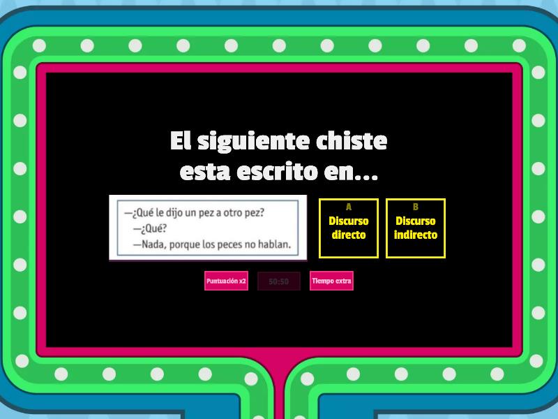 Discurso Directo E Indirecto En Los Chistes - 3° Primaria - Gameshow Quiz