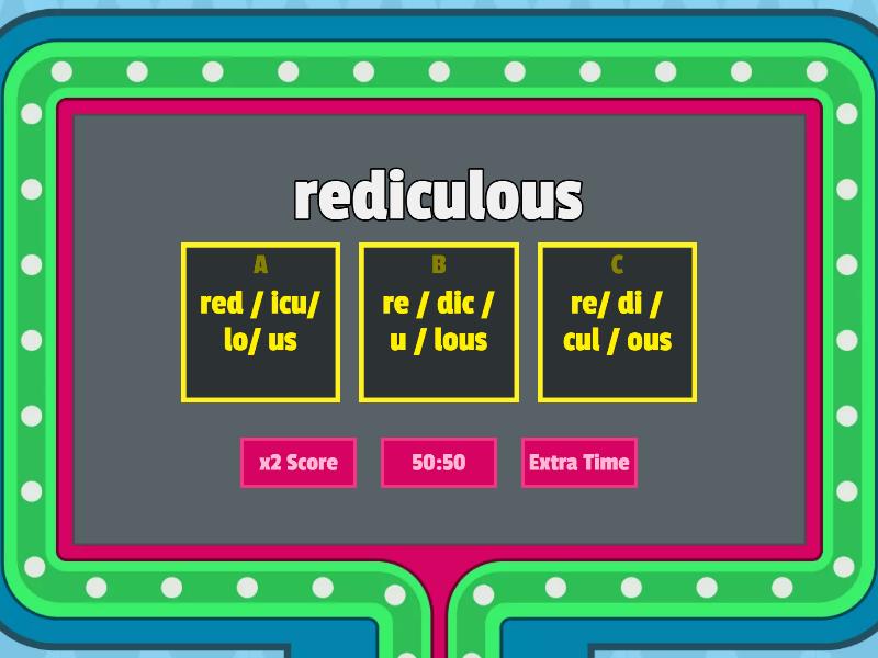 Identify the correct syllables - Concurso de preguntas