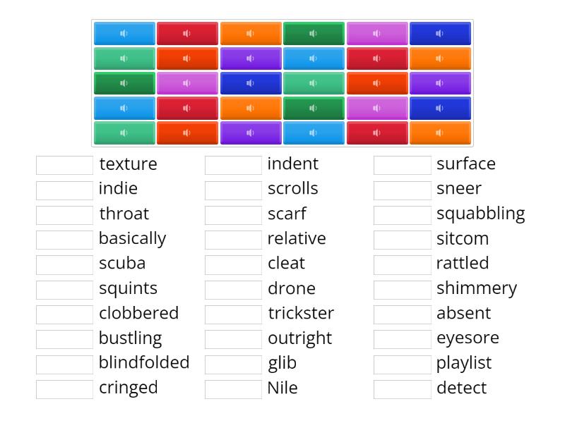 Spelling bee audio practice 1 - Match up