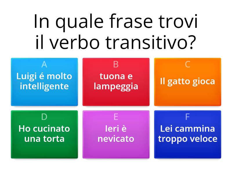 verbi transitivi e intransitivi e impersonali - Quiz