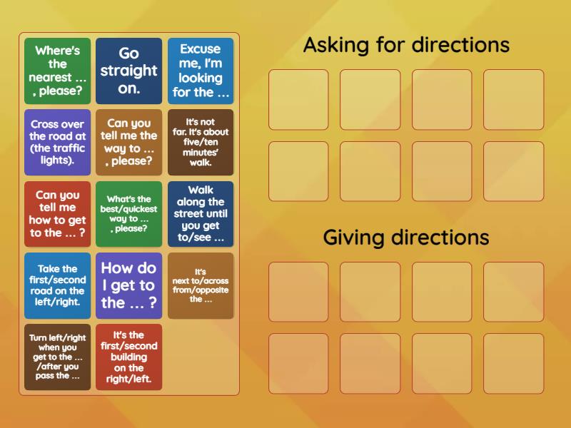 Asking for and giving directions - B2 3D English in action - Group sort