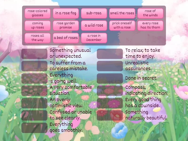 Rose idioms definitions - Une las parejas