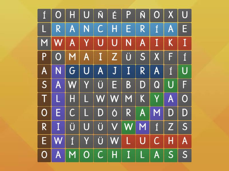 Sopa de letras de la cultura wayuu - Znajdź słowo