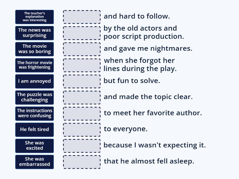 Adjectives -ed -ing matching - Match up