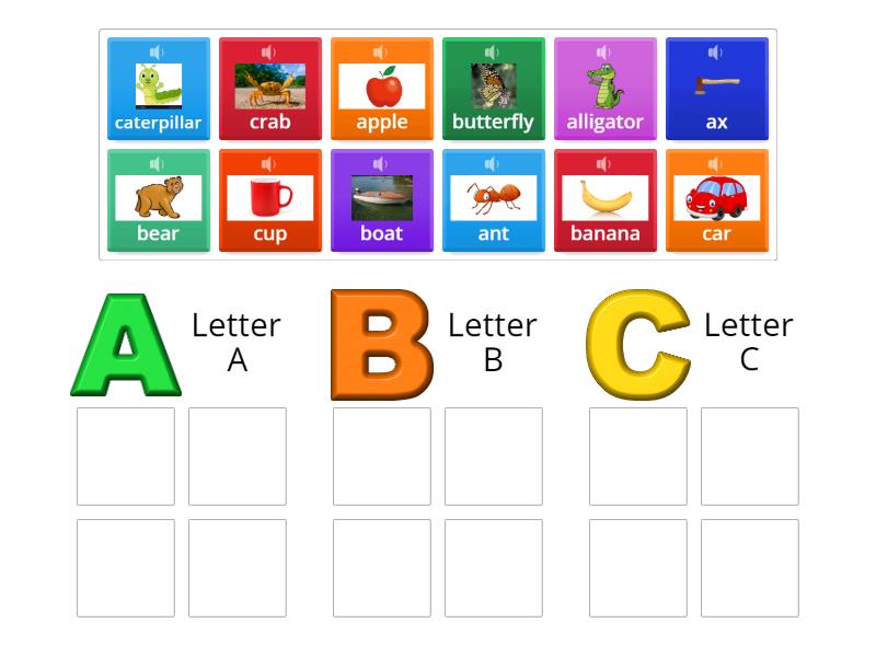 Letter A,B,C - phonics - Group sort