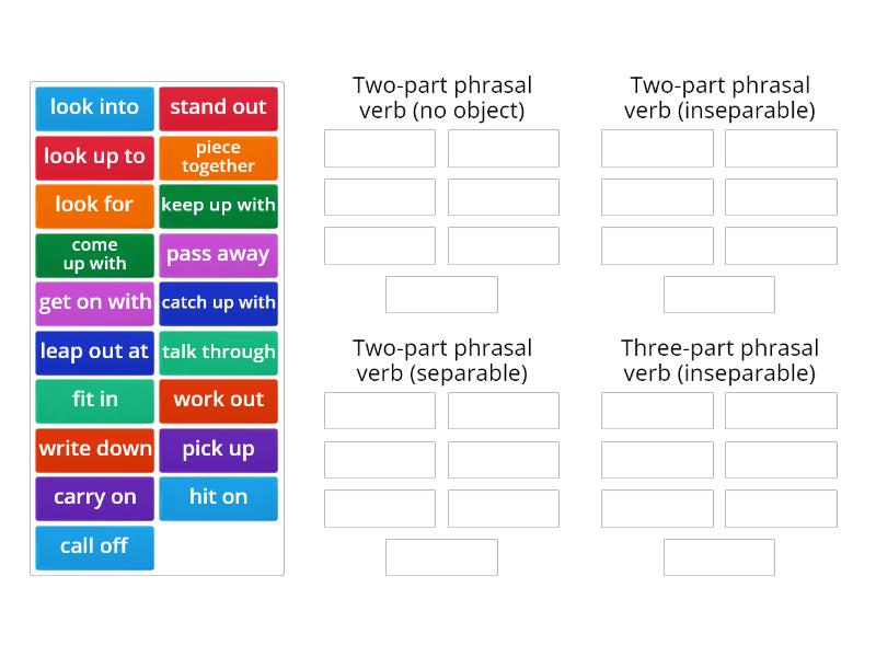 Separable Inseparable Phrasal Verbs Ordenar Por Grupo