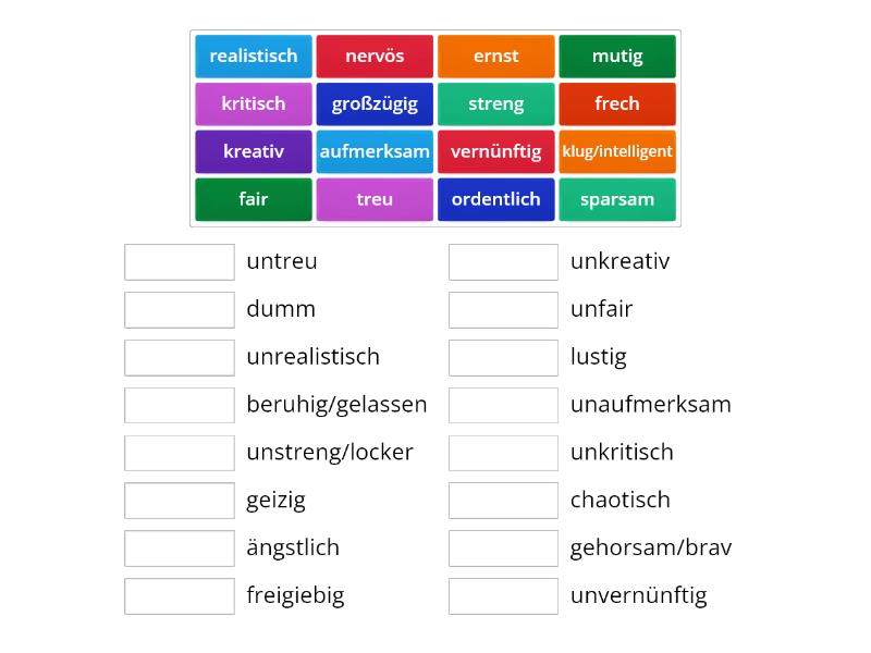 Menschen B1 Lektion 1-Adjektiv - Match up