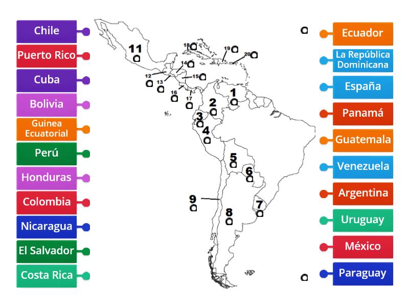 Mapa Los Países Hispanohablantes مخطط المربعات 8000