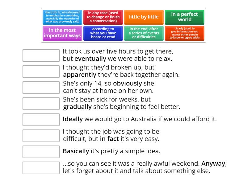 AF4 3B Comment adverbs - Match up