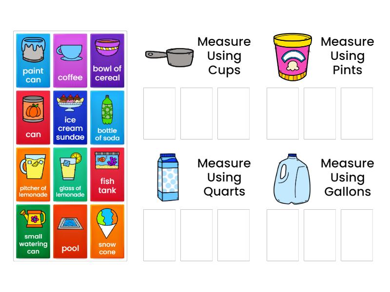 Cups, Pints, Quarts, Gallons Sort Group sort