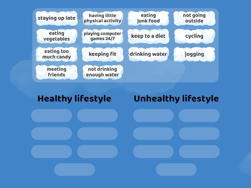 Healthy lifestyle VS Unhealthy lifestyle - Group sort