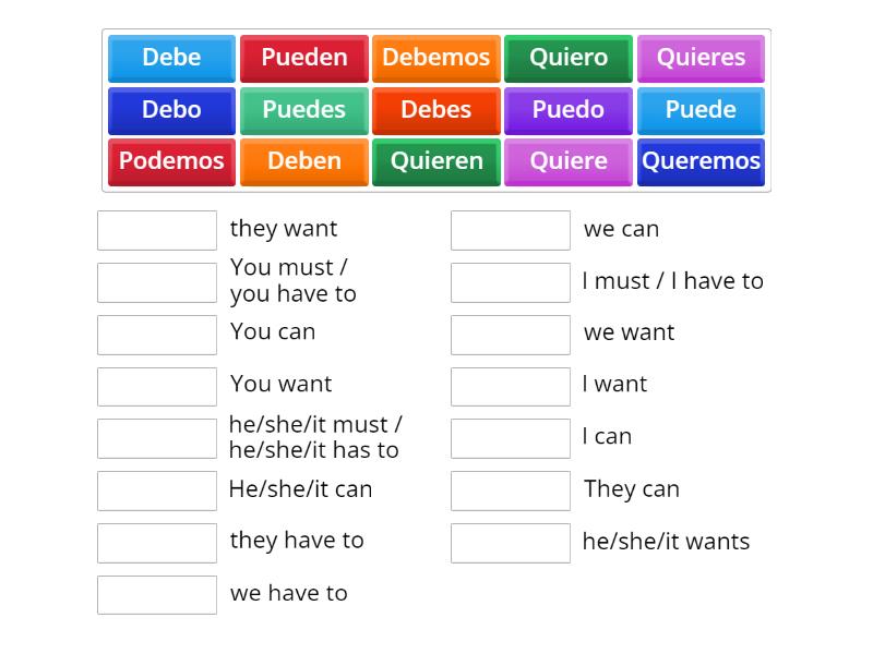 Poder Querer Deber Conjugations Match Up