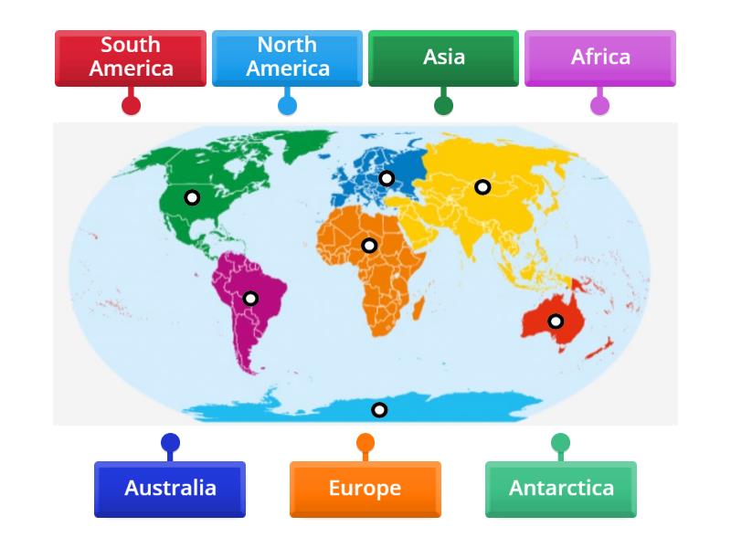  Label the Continents - Labelled diagram 