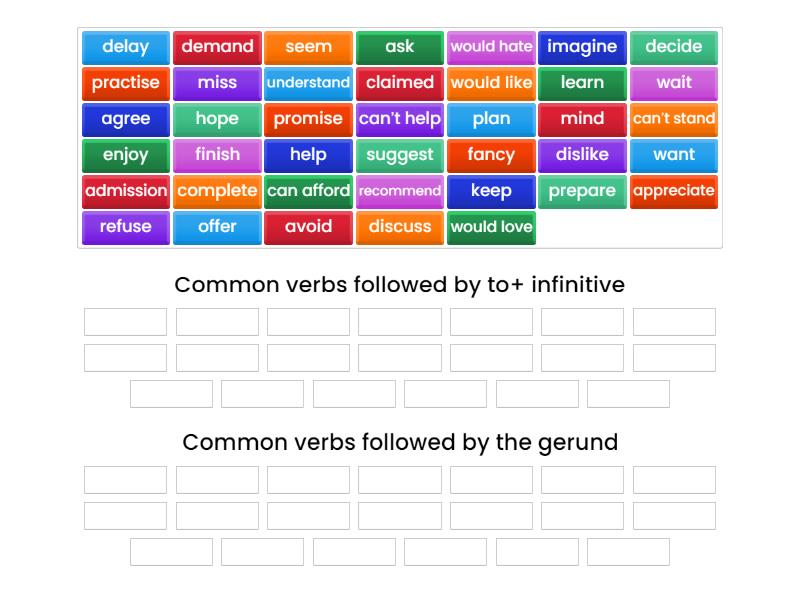 gerund / to+ infinitive - Group sort