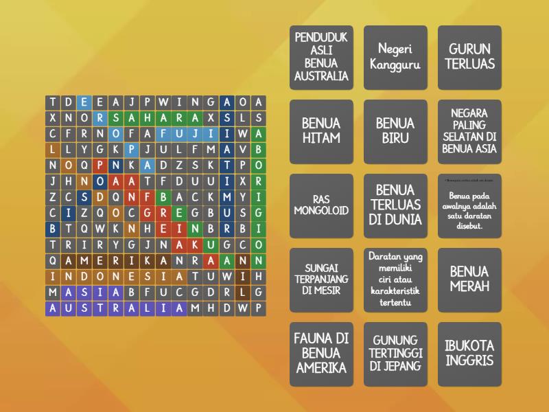 LATIHAN IPS KELAS 9 BENUA - Mencari Kata