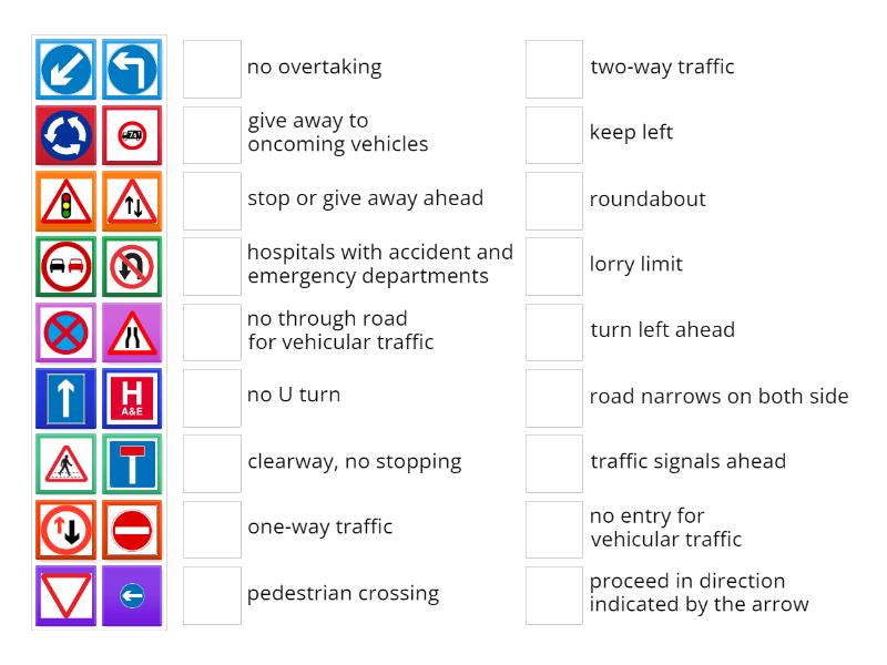 road signs - Match up