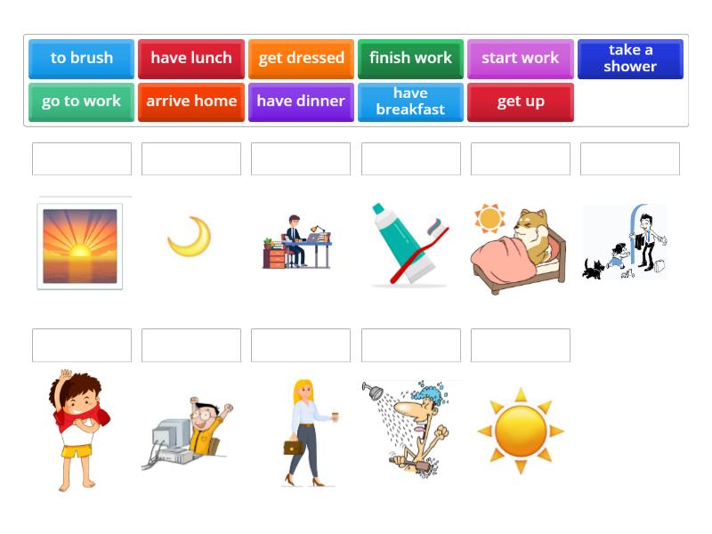 Present Simple + daily routine - Match up