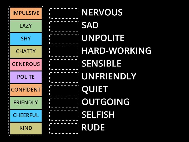 PERSONALITY - OPPOSITES - Match up