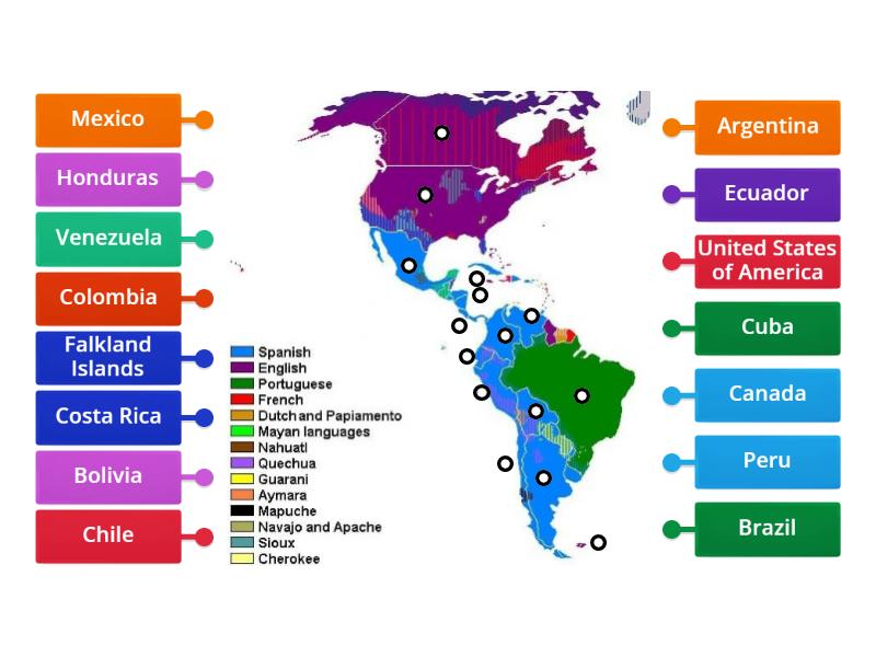 Map of Americas - Labelled diagram