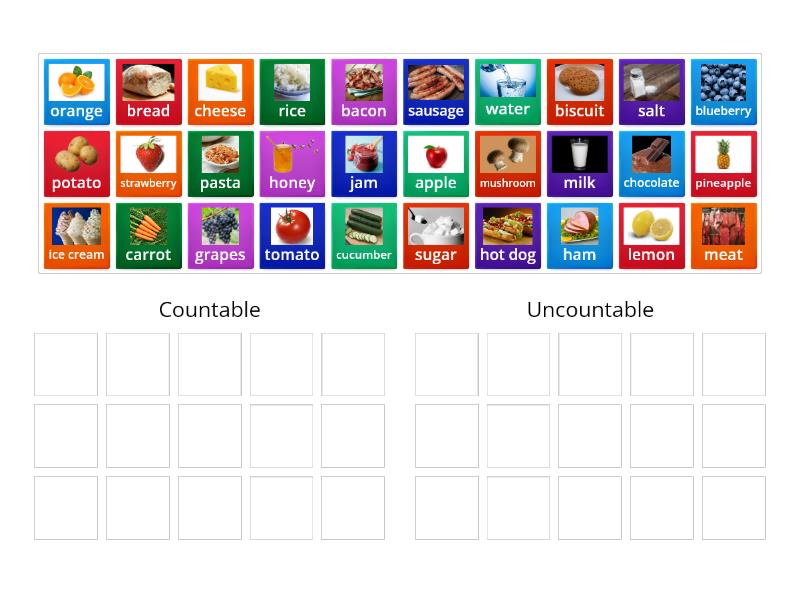 Countable and uncountable nouns (klasa 5) - Group sort