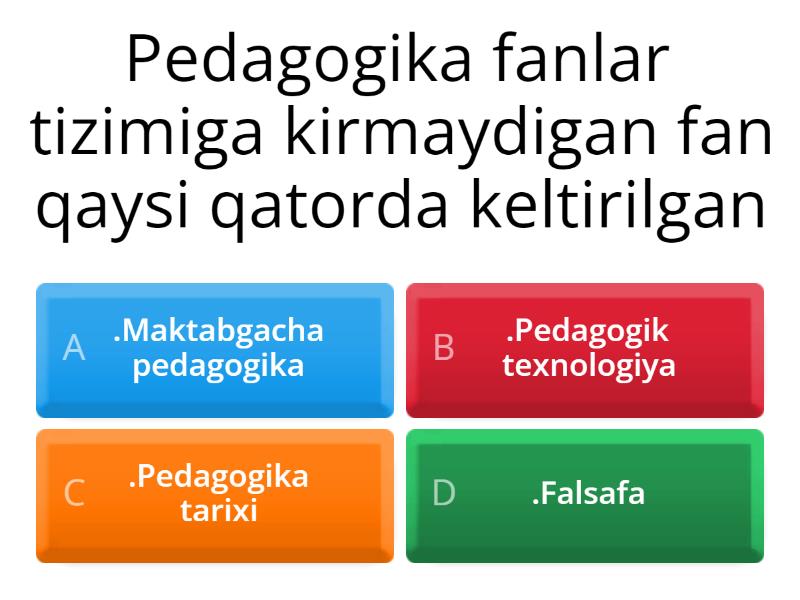 Preschool Pedagogy. - Quiz