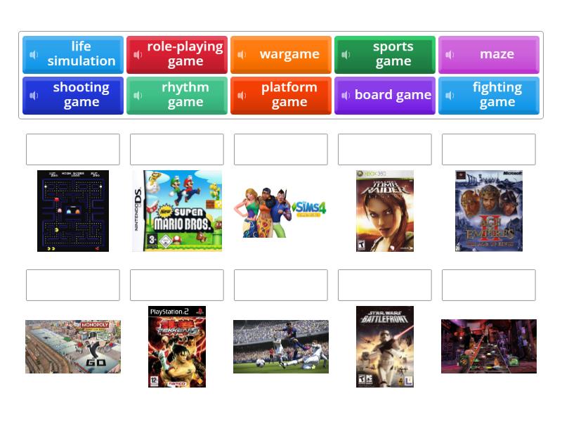 Match the picture with its game genre - Une las parejas